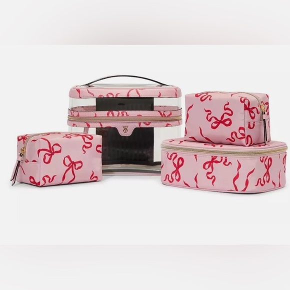Victoria's Secret Handbags - Victoria’s Secret Pink Cosmetic Bag Set with Red Bows
